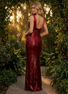 Sequin Sheath V Neck Splicing Evening Dresses