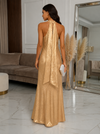 Sequin Mermaid Halter Evening Dresses with Sash