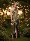 Metallic Foil Chiffon A-Line One Shoulder Delicate Pleated Evening Dresses