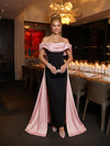 Satin Sheath Off the Shoulder Evening Dresses with Wraps