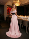 Satin Sheath Off the Shoulder Evening Dresses with Wraps
