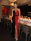 Satin Sheath Strapless Evening Dresses with Bow