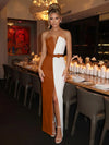 Satin Sheath Strapless Evening Dresses with Bow