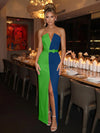 Satin Sheath Strapless Evening Dresses with Bow