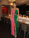 Satin Sheath Strapless Evening Dresses with Bow