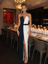 Satin Sheath Strapless Evening Dresses with Bow