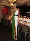 Satin Sheath Strapless Evening Dresses with Bow