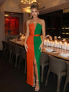 Satin Sheath Strapless Evening Dresses with Bow