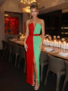Satin Sheath Strapless Evening Dresses with Bow