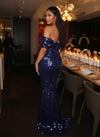 Sequin Mermaid One Shoulder Glitter Evening Dresses