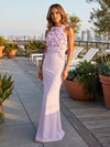 Jersey Mermaid Halter Evening Dresses with 3D Flowers