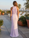 Jersey Mermaid Halter Evening Dresses with 3D Flowers