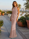 Jersey Mermaid Halter Evening Dresses with 3D Flowers