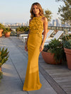 Jersey Mermaid Halter Evening Dresses with 3D Flowers