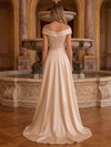 Sequin Mermaid Off the Shoulder Evening Dresses with Beaded