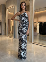 Jacquard Sheath Strapless Evening Dresses with Ruffles