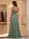 Chiffon A-Line One Shoulder Evening Dresses with Beaded
