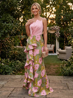 Jacquard Mermaid Spaghetti Straps Evening Dresses with Ruffles