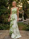 Jacquard Mermaid Spaghetti Straps Evening Dresses with Ruffles