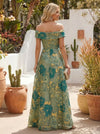 Jacquard A-Line Off Shoulder Floral Evening Dresses