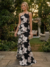 Jacquard Mermaid Spaghetti Straps Evening Dresses with Ruffles