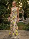Jacquard Mermaid Spaghetti Straps Evening Dresses with Ruffles