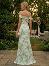 Jacquard Mermaid Off Shoulder Evening Dresses with Ruffles