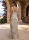 Jacquard Mermaid V Neck Evening Dresses with Ruffles