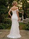 Tulle Mermaid Off Shoulder Evening Dresses with 3D Flowers