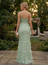 Tulle Mermaid Spaghetti Straps Evening Dresses with 3D Flowers
