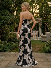 Jacquard Mermaid Strapless Evening Dresses with Ruffles