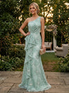 Tulle Mermaid One Shoulder Floral Evening Dresses