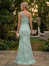 Tulle Mermaid One Shoulder Floral Evening Dresses
