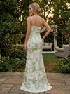 Jacquard Mermaid Spaghetti Straps Pleated Evening Dresses