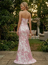 Jacquard Mermaid Strapless Evening Dresses with Ruffles