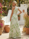 Jacquard Mermaid High Neck Evening Dresses with Ruffles