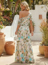 Tulle A-Line One Shoulder Pleated Evening Dresses