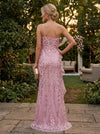 Sequin Mermaid Spaghetti Straps Evening Dresses with Ruffles