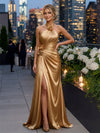 Satin Mermaid Halter Evening Dresses with 3D Flowers