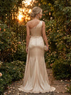 Satin Mermaid One Shoulder Evening Dresses with 3D Flowers