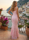 Satin Mermaid Square Neck Beaded Evening Dresses