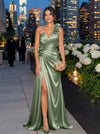 Satin Mermaid One Shoulder Evening Dresses with 3D Flowers