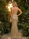 Sequin Mermaid Halter Pleated Evening Dresses