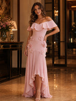 Chiffon Mermaid Off Shoulder Delicate Pleated Evening Dresses