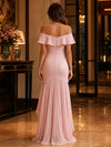 Chiffon Mermaid Off Shoulder Delicate Pleated Evening Dresses