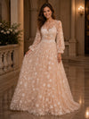 Tulle A-Line Crew Neck Evening Dresses with 3D Flowers
