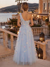 Tulle A-Line One Shoulder Evening Dresses with 3D Flowers