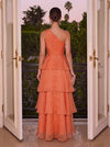 Organza A-Line One Shoulder Tiered Evening Dresses