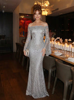Laces Mermaid Off Shoulder Evening Dresses with Lace Applique