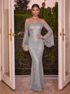 Laces Mermaid Off Shoulder Evening Dresses with Lace Applique